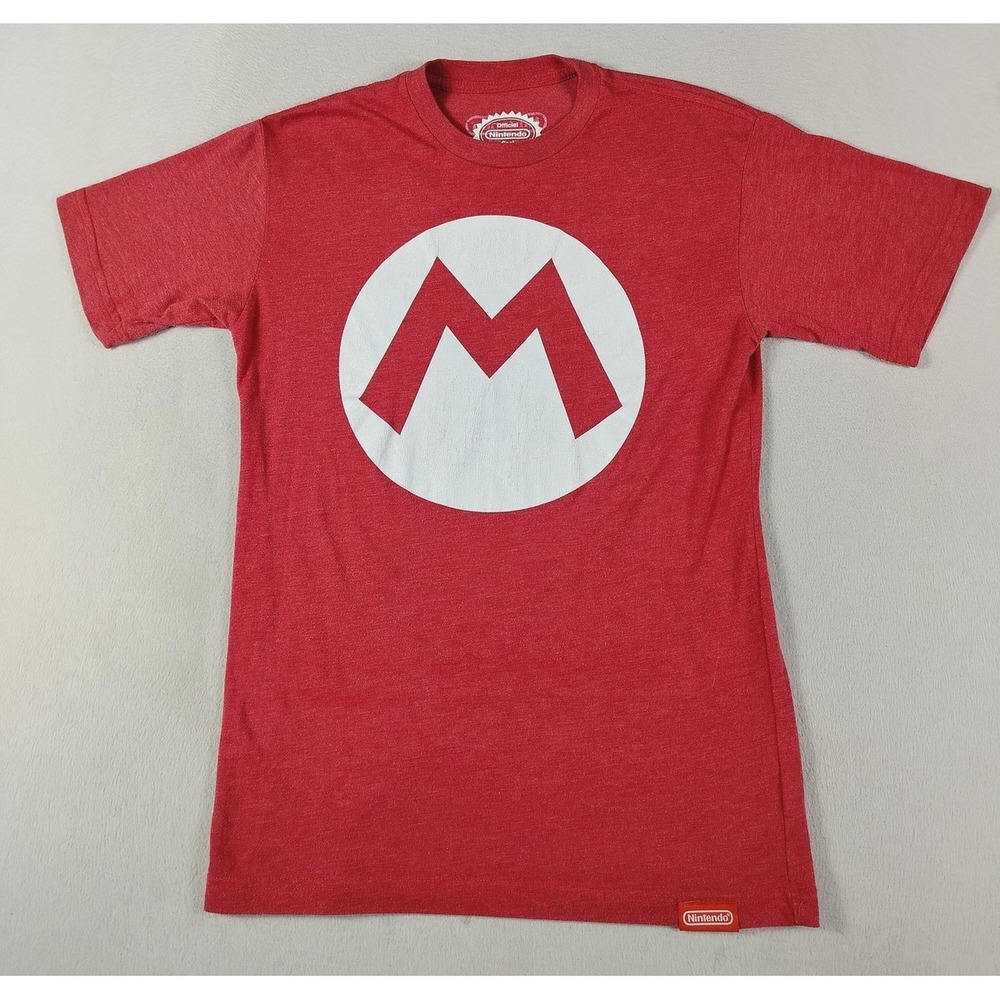 Nintendo‎ Shirt Mens Small Red Super Mario M Logo Graphic Tee Nintendo New York